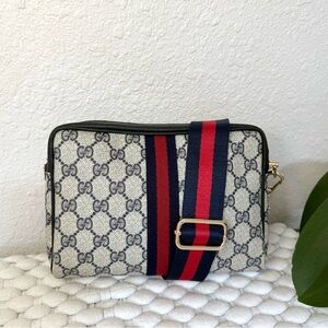 GUCCI GG Crossbody Bag Sherry Line Canvas Blue
